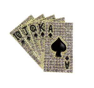 Deck of cards crystal pin brooch pendant. Sparkling lucky casino cards pin New - Picture 1 of 8