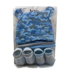 Betty & Bob Set 5 Pezzi Stivali e Cappelli Blu 0-6M - Foto 1 di 11