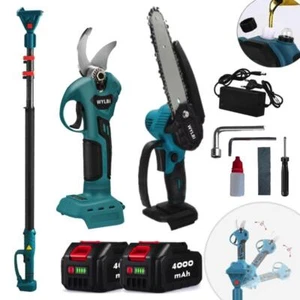 Kit potatura cesoia forbice sega 6" con olio batteria asta telescopica + snodo - Foto 1 di 8