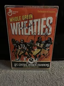 1992 Wheaties Box Pittsburgh Steelers AFC Champions Auto JSA Cowher Hoge Lloyd - Picture 1 of 12