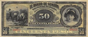 Mexico / Sonora 50 Pesos ND. 1898 Series DV Circulated Banknote Tx14 - Picture 1 of 2