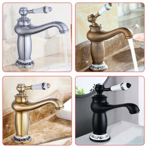 Rubinetto lavabo ottone antico retrò rubinetto bagno lavabo miscelatore - Foto 1 di 47