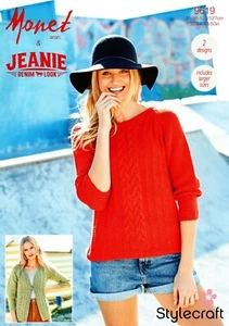 Suéter y cárdigan Stylecraft Monet & Jeanie Aran 9619 para dama patrón de tejido - Imagen 1 de 3