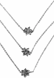 JOSEPH ESPOSITO VINTAGE , 3 ROW SILVER NECKLACE WITH CRYSTAL FLOWER STATIONS - Picture 1 of 2