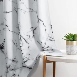 HOMEIDEAS Marble Blackout Curtains, 52 x 84 Inches Long Black and White 2 Panels - Picture 1 of 8