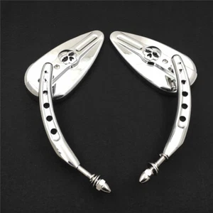 Chrome Skull Side Mirrors For Harley Touring Electra Glide Ultra Classic Ultra L - Picture 1 of 6