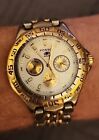 Fossil Blue Two Tone Stainless Gold Triple Day Date Watch/ Band BQ-8774 New Batt