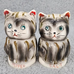 Vintage 1960s Ceramic Tilso Hand-Painted Cat Salt & Pepper Shakers Made in Japan - Picture 1 of 11