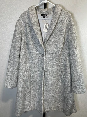 Nuevo con etiquetas Abrigo Torrid para mujer cepillado Hacci línea A jaspeado gris claro talla 2X Foto 1 de 4