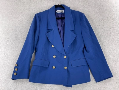 Jaqueta Blazer Diane Von Furstenberg Feminina Tamanho 6 Azul 100% Lã Antiga Fabricada nos EUA - Imagem 1 de 4