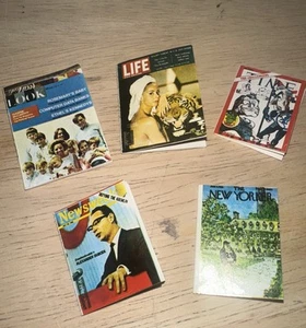 Lote de revista miniatura de 5 piezas para casa de muñecas Time Newsweek Look Life New Yorker - Imagen 1 de 17