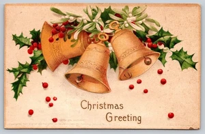 AK Weihnachtsgrüße geprägte Goldglocken Ellen Clapsaddle verschickt 1908 NH - Bild 1 von 2