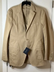 Blazer de algodón extra fino Massimo Dutti para hombre color tostado camel talla 44 puños de cirujano nuevo con etiquetas - Imagen 1 de 10