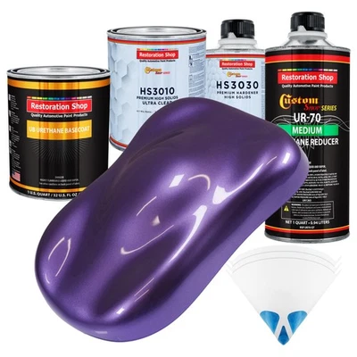 Plum Crazy Metallic Premium Cuarto de galón URETANO CAPA BASE ABRIGO TRANSPARENTE Kit de pintura para automóvil Foto 1 de 4