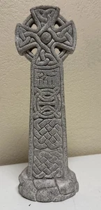 ZEMENT KUNSTSTEIN VERZIERT KELTISCHES CHRISTLICHES TISCHKREUZ HANDGEFERTIGT 9 1/2 ZOLL - Bild 1 von 8