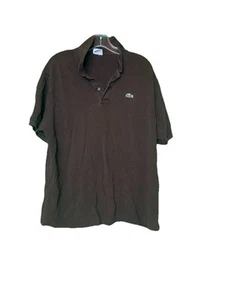 Lacoste Mens 3XL Size 8 Dark Brown Short Sleeve Crocodile Cotton Polo Shirt - Picture 1 of 9