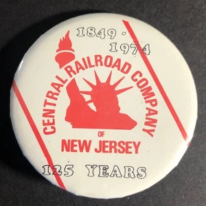 Ferrovia Centrale NJ "1849 - 1974 125 anni" con Pulsante Pinback Acciaio 2" - Scarso - Foto 1 di 2