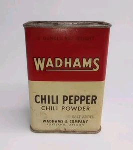 Wadhams Chili Pepper Powder Spice Tin VTG Wadhams & Co. Portland OR. - Picture 1 of 6
