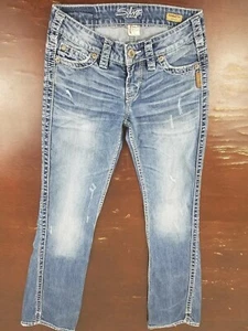 Silver Frances 18" Womens Jeans 24 x 33 Destroyed Thick Stitch - Picture 1 of 8