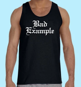 Camiseta sin mangas negra, motociclista de la vieja escuela, mal ejemplo, en inglés antiguo, 100 % algodón - Imagen 1 de 2
