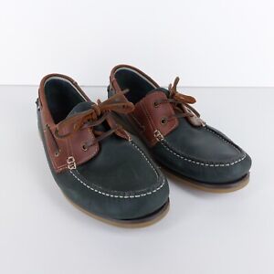 M&S Blue Harbour Men's Size UK 10.5 Navy Brown Leather 2 Eye Deck Boat Shoes
