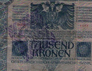 FIUME 1000 KRONEN KORONA 1915 1918 CITTA DI FIUME 605) Consiglio Nazionale RARE - Picture 1 of 3