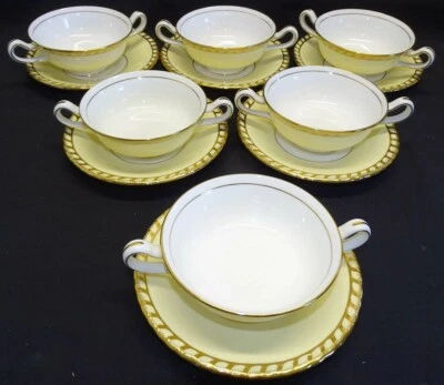Minton England Commodore 6 Cream Soup Bowls w/Saucers S112 - Image 1 of 4