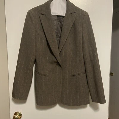Blazer Style & Co. para mujer marrón con rayas doradas talla 6 forrado Foto 1 de 4