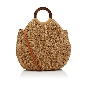 NEW SPORTSGIRL Wooden Handle Tote Bag 044313 Natural with Tags - Picture 1 of 3