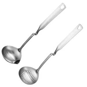 Stainless Steel Soup Ladle Food Strainers Metal Skimmer Spoon - Picture 1 of 12