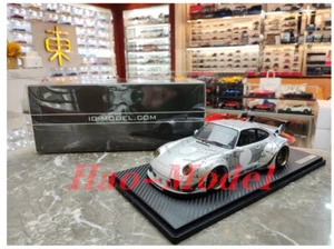 Modellino pressofuso resina IG 1:18 911 Porsche RWB 993 auto hobby regali ornamenti argento - Foto 1 di 17
