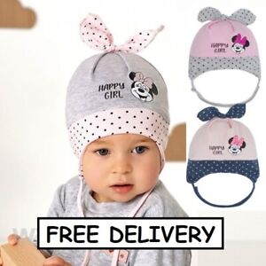 Cotton baby girls hat SPRING size 6-12 months GIRL Tie up KIDS Minnie Mouse NEW