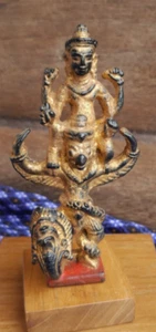 Estatuilla de bronce de la era Rattanakosin de Vishnu Buda montando Garuda - años 1850, 96 mm - Imagen 1 de 10