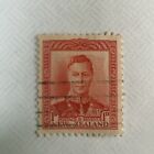 Nowa Zelandia Wysyłka/Dochody ~ Król Jerzy VI ~ Czerwony znaczek 1D ~ Anulowany/Wysłany ~ ok. 1938