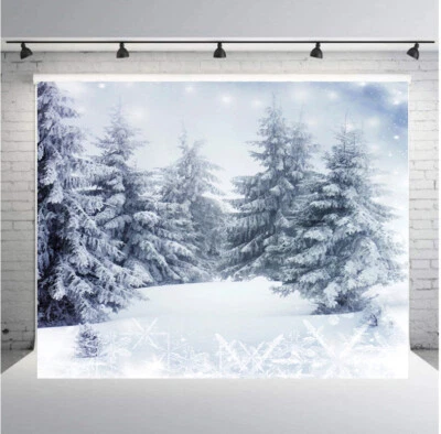 Winter Snow Forest Trees Photography Backdrop Photo Studio Background Kids Props - Image 1 of 4