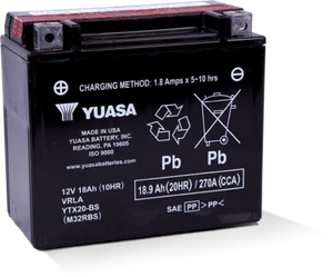 Yuasa YTX20-BS Maintenance Free AGM 12 Volt Battery (Bottle Supplied) - Picture 1 of 1