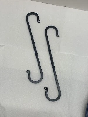 Juego de ganchos S de 2, 10 pulgadas negro forjado a mano herrero trenzado s gancho Foto 1 de 4