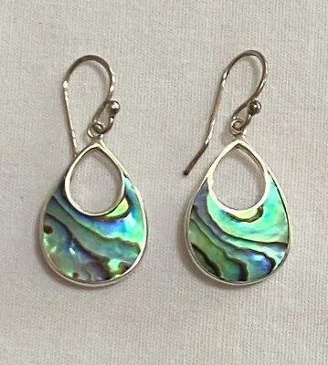 ATI блестящий синий/зеленый абалона раковина подвеской падение проколотый крюк SS 925 серьги - Изображение 1 из 4
