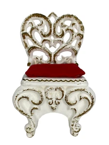 1962 Napco Decorative Square Ceramic Chair White Red Gold Removable Seat Hollow - Picture 1 of 9