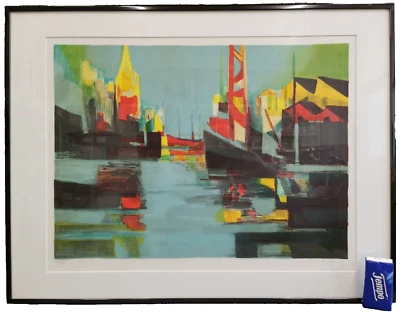 MARCEL MOULY Der Blaue Hafen große Lithographie handsigniert Picasso Schüler - Bild 1 von 4
