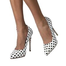 Women's Polka Dot Print Pointy Toe High Heel Stilettos Slip On Party Ol Shoes L
