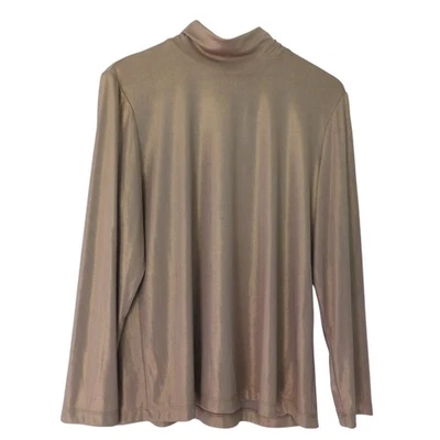 Camisa túnica jersey dorado metálico para mujer CHICO’S talla 2 grande cuello alto Foto 1 de 4