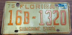 Vtg 1975 Florida License Plate Sunshine State Sarasota Orange 70s - Picture 1 of 2