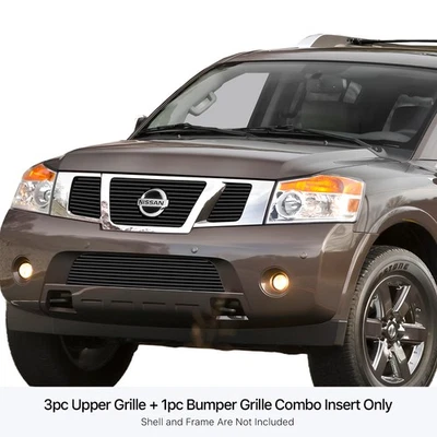 Rejilla de billet de acero inoxidable APS negra para 08-15 Nissan Armada GR14FGG79J Foto 1 de 3