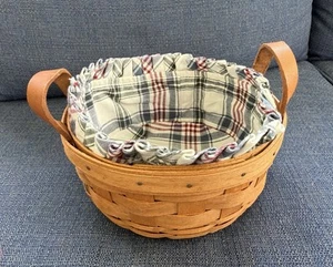 Longaberger Cestino 6 bottoni rotondi da 1/2" con 2 manici in pelle e 2 fodere - Foto 1 di 6