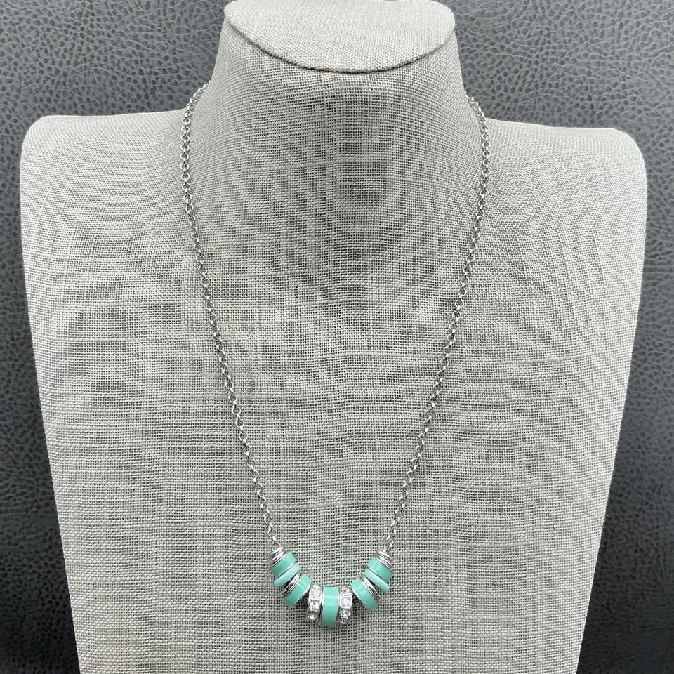 Jessica Simpson 银色薄荷珐琅铺面水晶站串珠女式 19 — 第 1/4 张图片