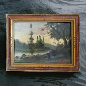 C.champ ( Xxème ) " Landschaft Fluss " Öl Auf Karton Dickes Eingerahmt - Bild 1 von 12