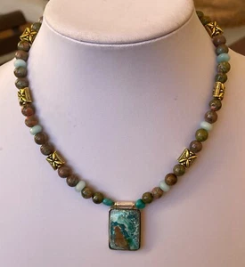 Collana Epidoto con malachite azzurra incastonata - Foto 1 di 4