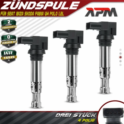 3x Zündspule Zündmodul für Seat Ibiza Skoda Fabia VW Polo 6R 9N Audi A3 1.2-1.6 - Bild 1 von 4
