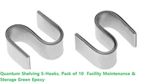 Quantum Shelving S-Hooks, Pack of 10 Facility Maintenance & Storage Green Epoxy - Picture 1 of 1